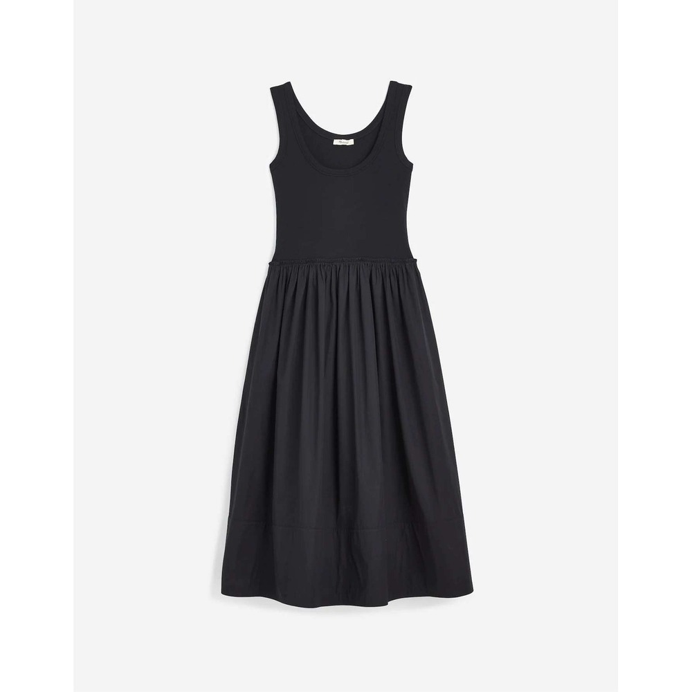 Madewell Mixed Poplin Scoopneck Maxi Dress‎ Black Small NWT
